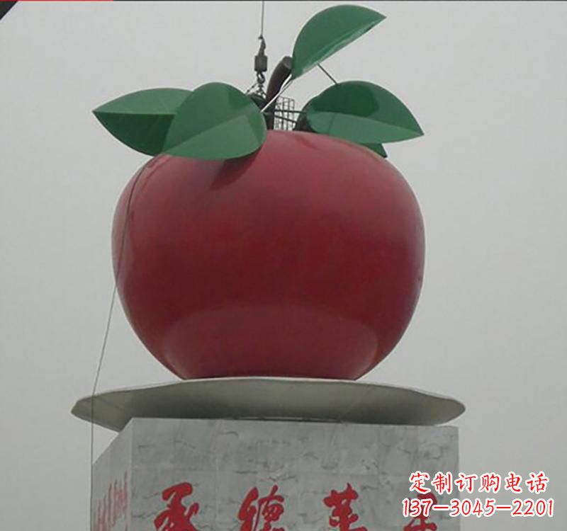 不锈钢广场大型苹果雕塑