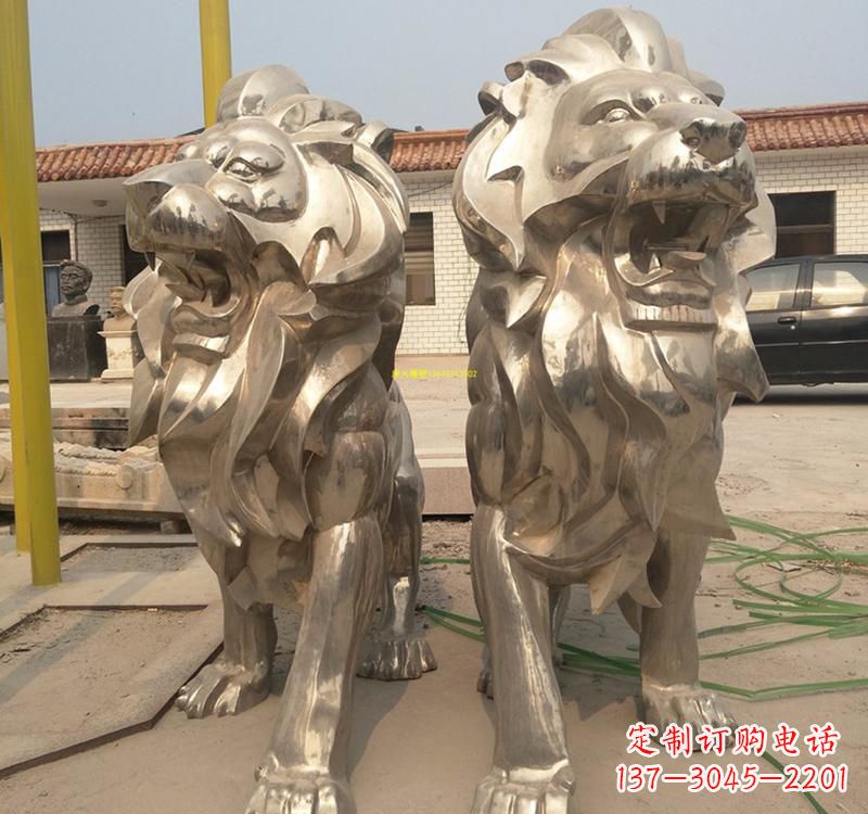不锈钢广场动物狮子雕塑