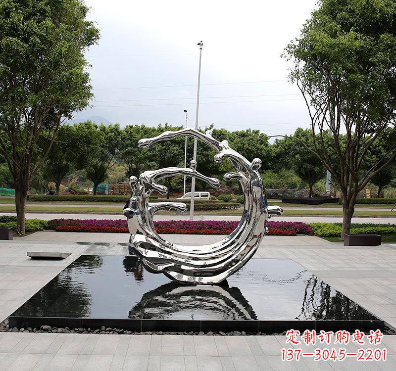 不锈钢广场海浪雕塑