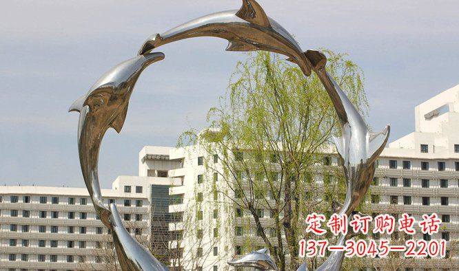 不锈钢广场海豚雕塑
