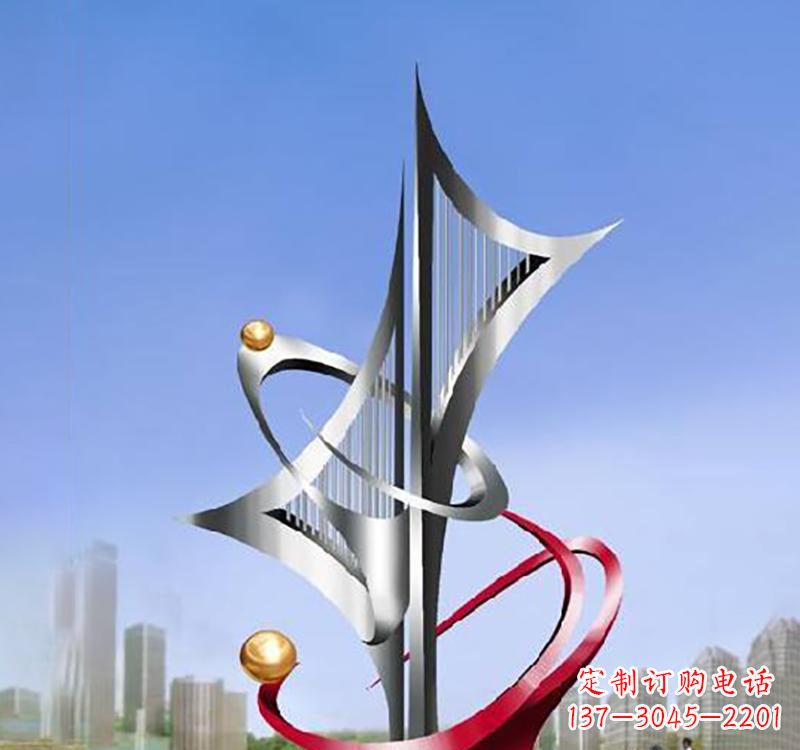 不锈钢广场和谐共赢标志雕塑