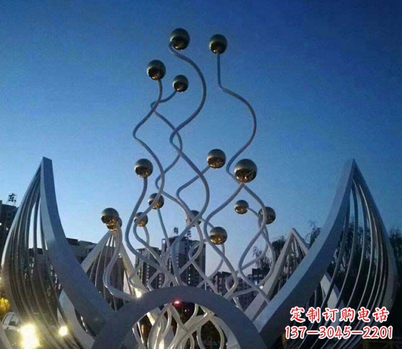 不锈钢广场荷花雕塑