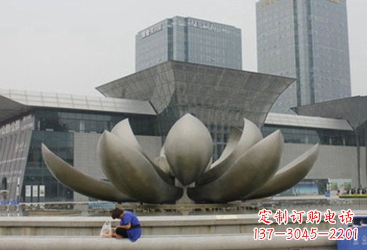 不锈钢广场荷花雕塑