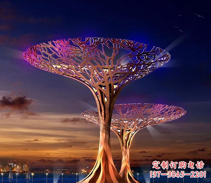 不锈钢广场景观树雕塑1