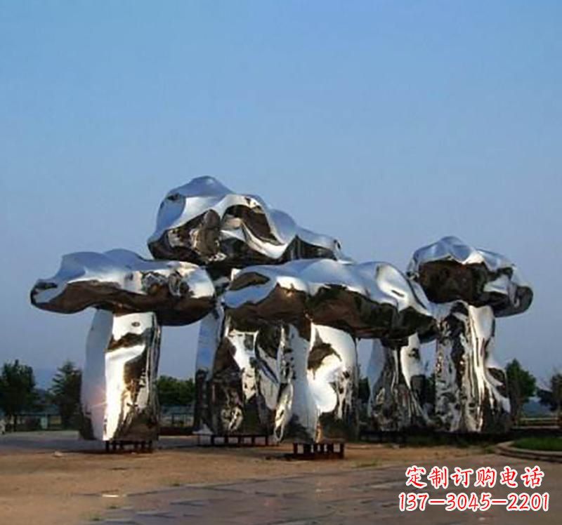 不锈钢广场镜面蘑菇雕塑