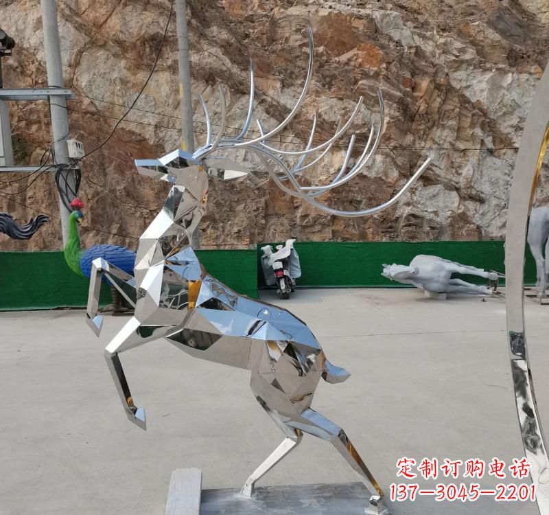 不锈钢广场梅花鹿雕塑