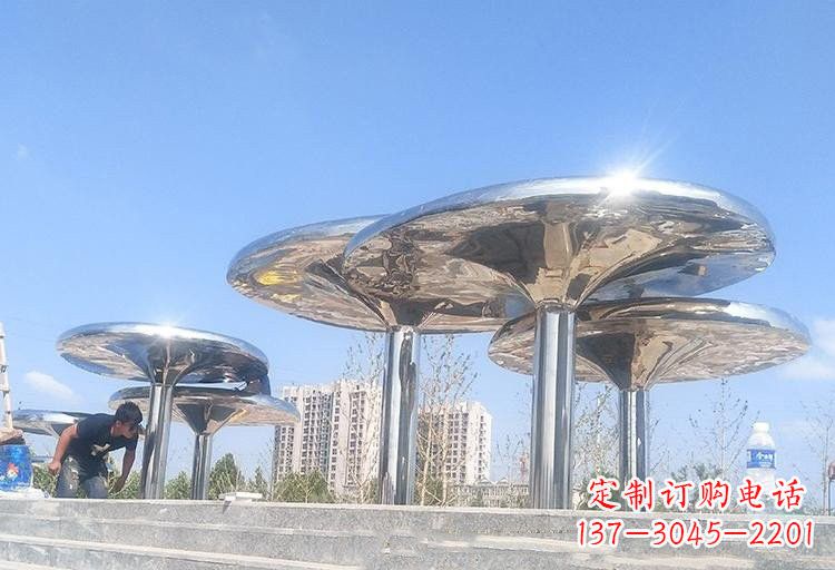 不锈钢广场蘑菇凉亭雕塑