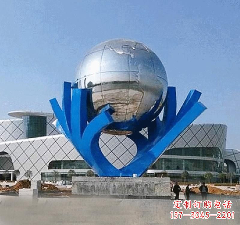 不锈钢/广场/地球-不锈钢广场手托地球雕塑 不锈钢/广场/地球-不锈钢广场手托地球雕塑