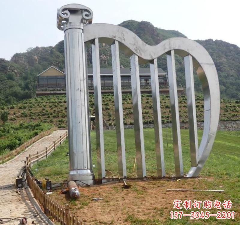 不锈钢广场竖琴雕塑