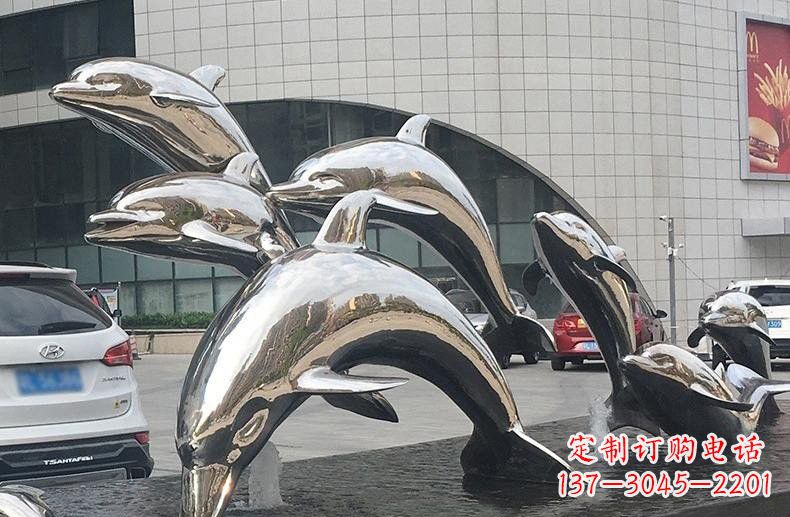 海豚雕塑 - 不锈钢/广场/跳跃/海豚 海豚雕塑 - 不锈钢/广场/跳跃/海豚