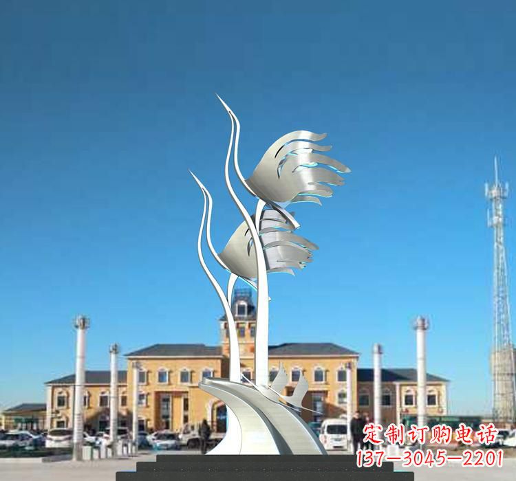 不锈钢广场仙鹤雕塑