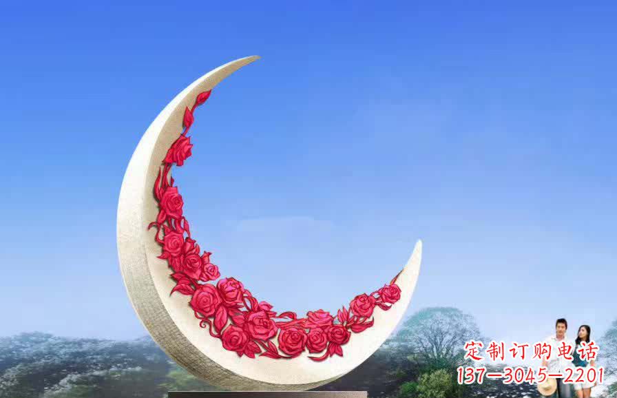 不锈钢广场月亮雕塑1