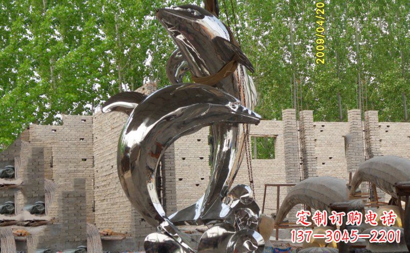 海豚雕塑 - 不锈钢/海边/海豚 海豚雕塑 - 不锈钢/海边/海豚