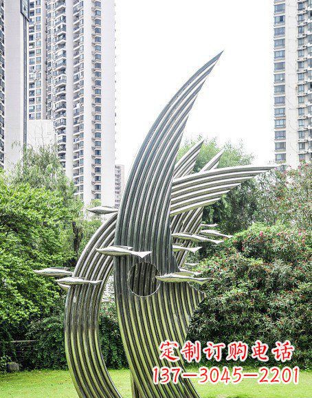 不锈钢海草鱼小区雕塑