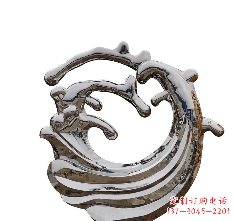 不锈钢海浪水景雕塑