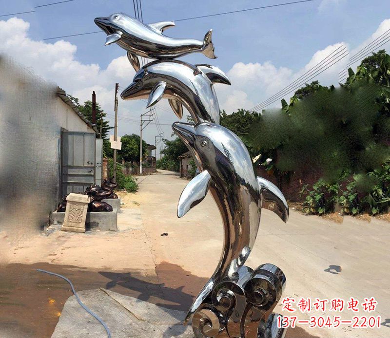 不锈钢海豚创意摆件