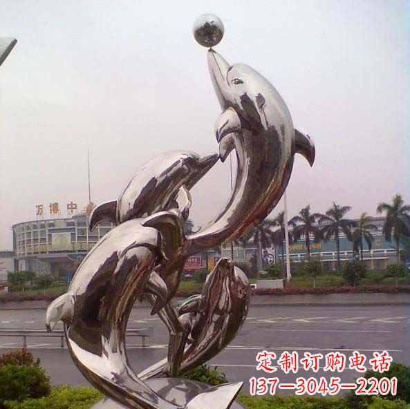 海豚雕塑 - 不锈钢/海豚/顶球/造型 海豚雕塑 - 不锈钢/海豚/顶球/造型