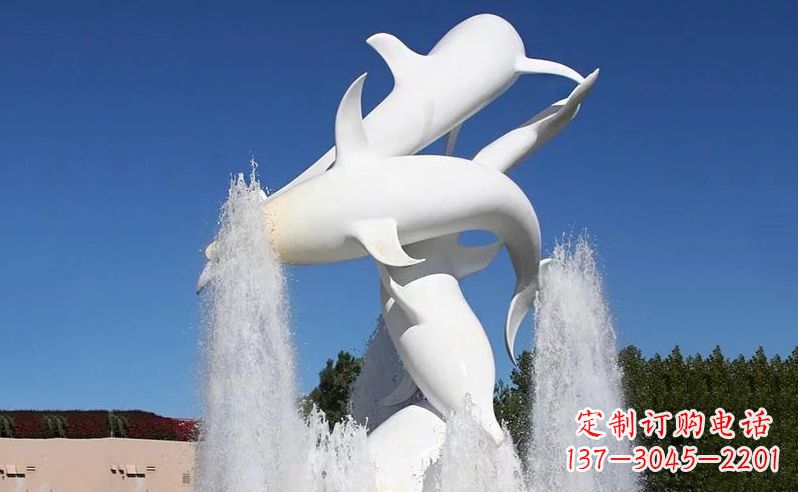 不锈钢海豚喷泉雕塑 (3)