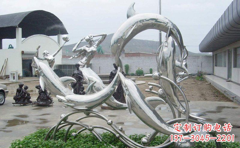 海豚雕塑 - 不锈钢/海豚/嬉戏/动物 海豚雕塑 - 不锈钢/海豚/嬉戏/动物
