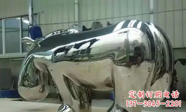 不锈钢河马雕塑 (2)