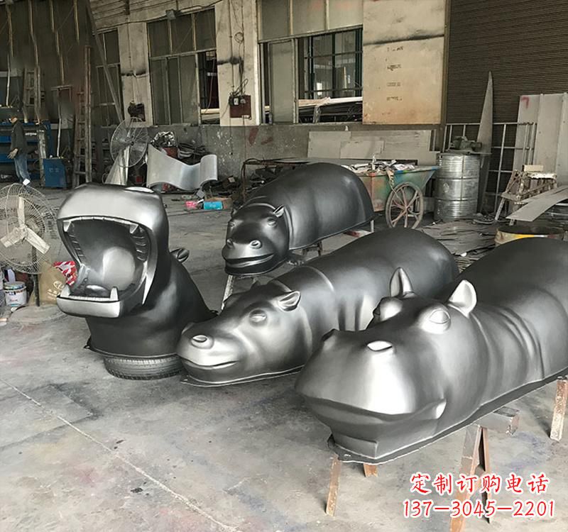 不锈钢河马雕塑22
