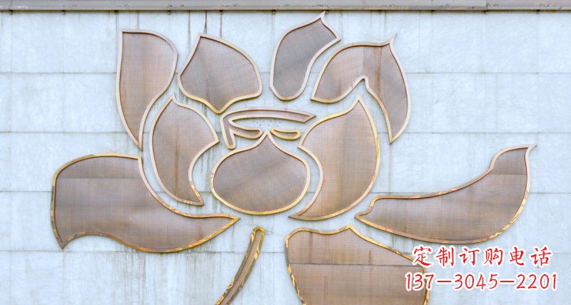 不锈钢荷花浮雕雕塑