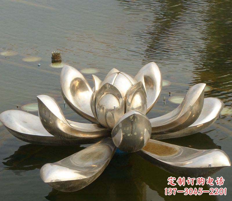 不锈钢荷花景观雕塑 (2)