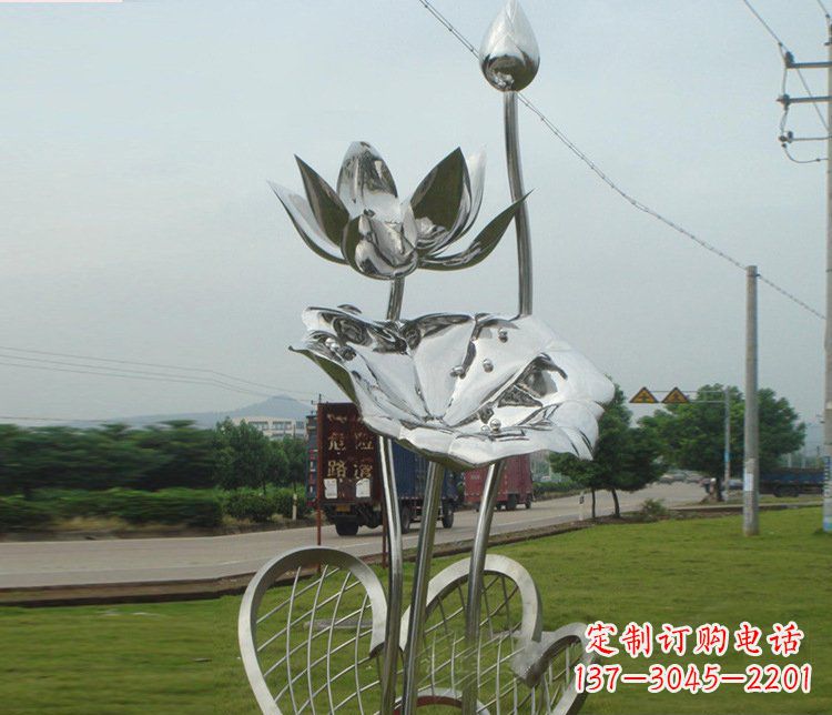 不锈钢荷叶荷花公园景观雕塑