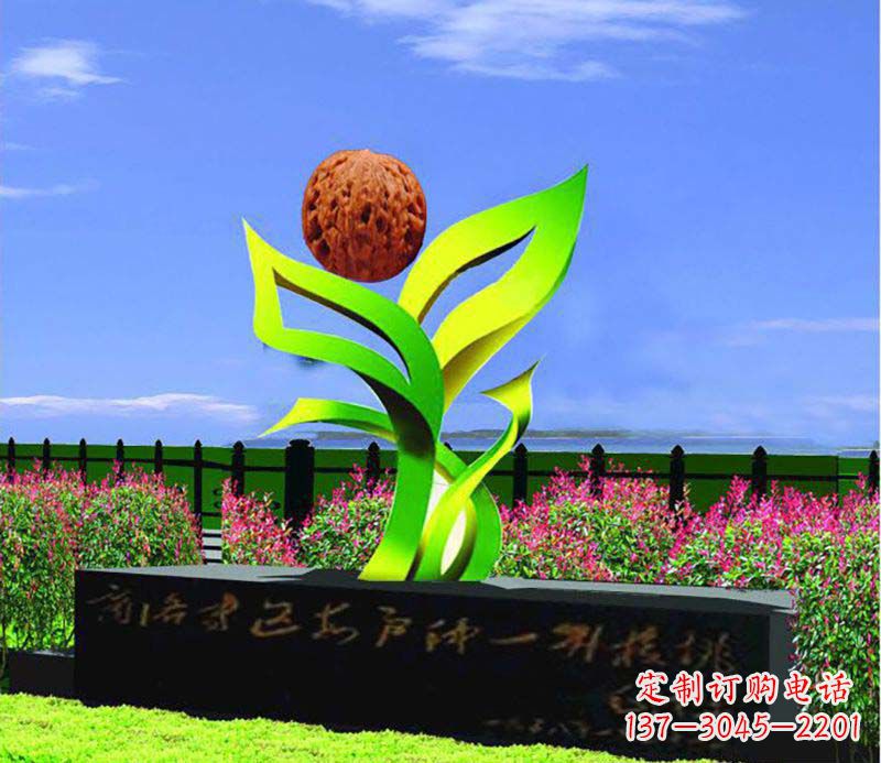 不锈钢核桃标志雕塑