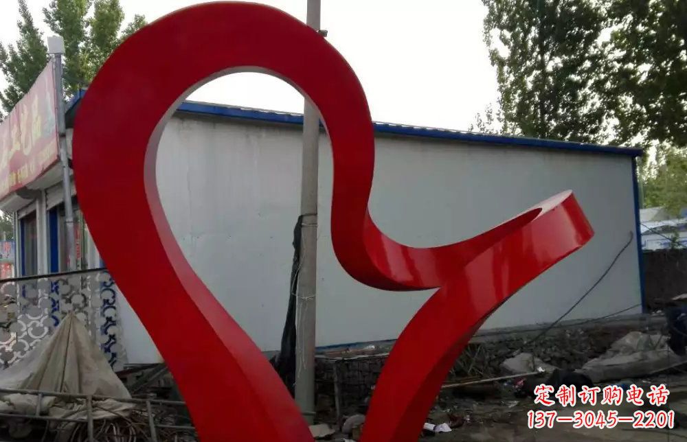 不锈钢红色丝带城市景观雕塑
