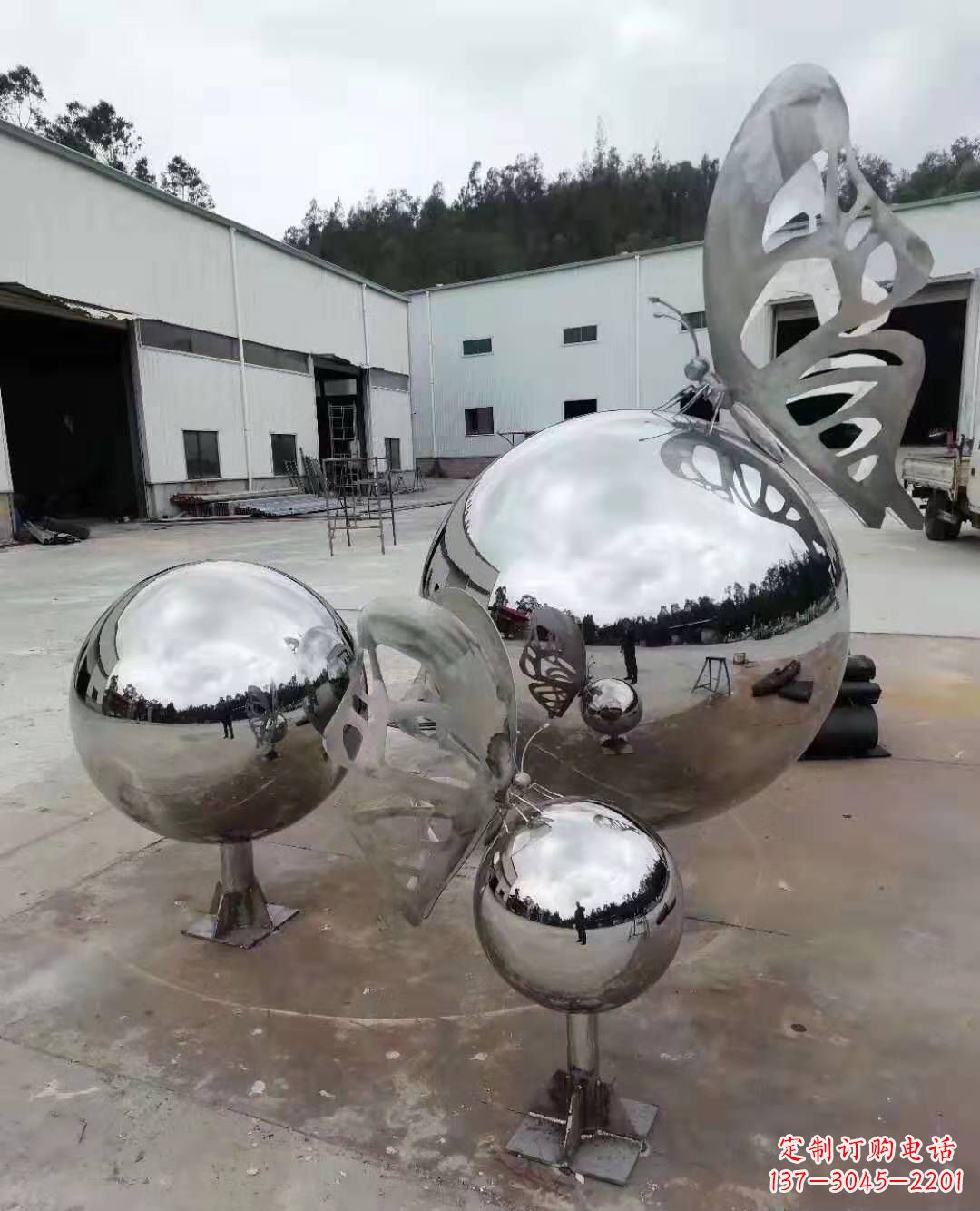 不锈钢蝴蝶雕塑户外摆件广场动物雕塑