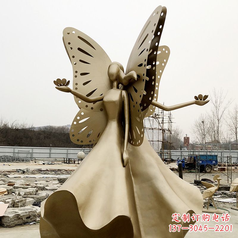 不锈钢/蝴蝶/少女-不锈钢蝴蝶少女雕塑 不锈钢/蝴蝶/少女-不锈钢蝴蝶少女雕塑