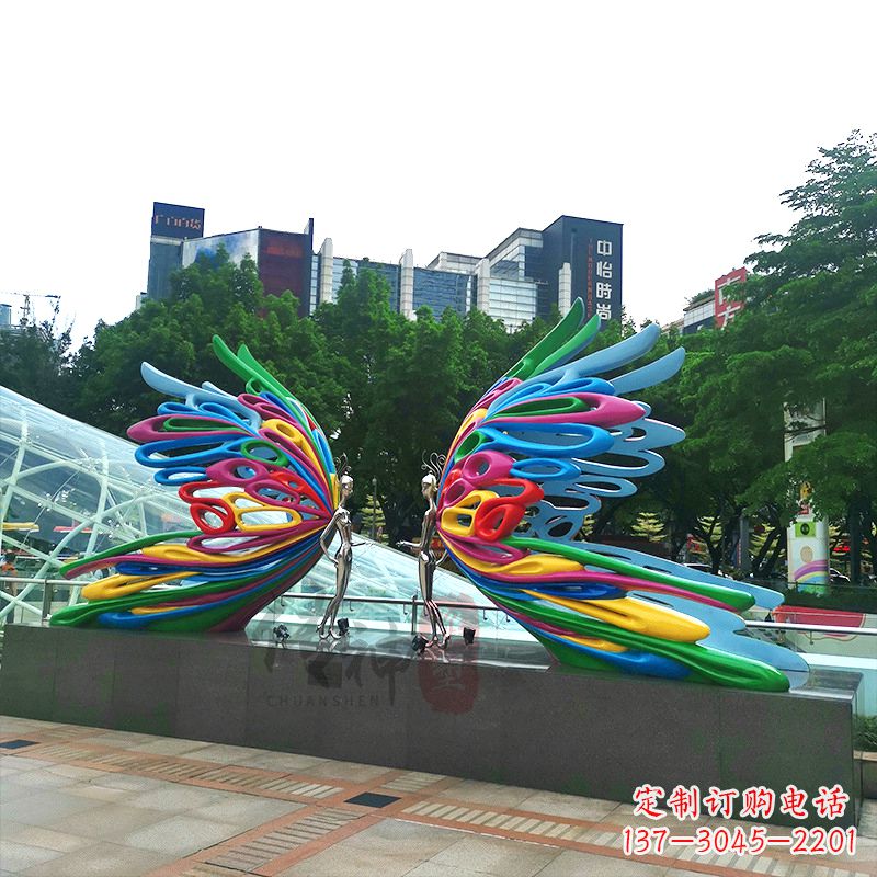 不锈钢蝴蝶仙子城市广场步道装饰雕塑