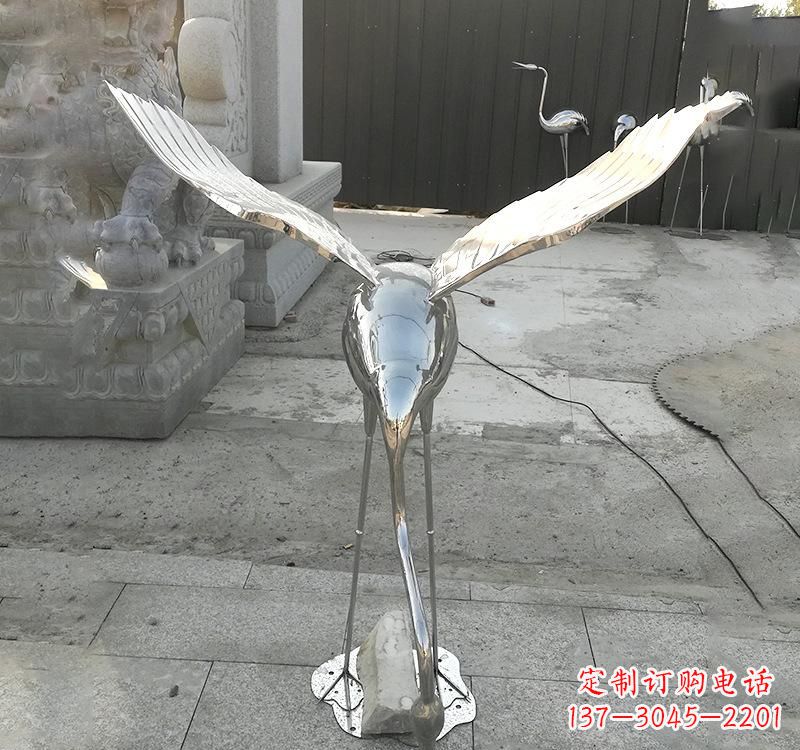 仙鹤雕塑 - 不锈钢/户外/动物/仙鹤 仙鹤雕塑 - 不锈钢/户外/动物/仙鹤