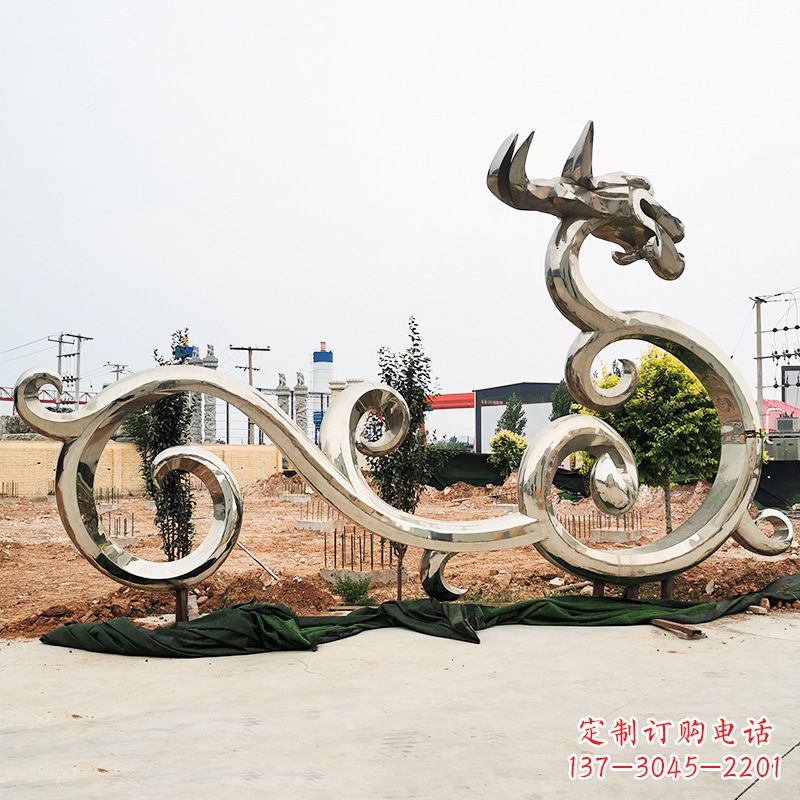 不锈钢花边龙形雕塑传承中华文化精髓 不锈钢花边龙形雕塑传承中华文化精髓