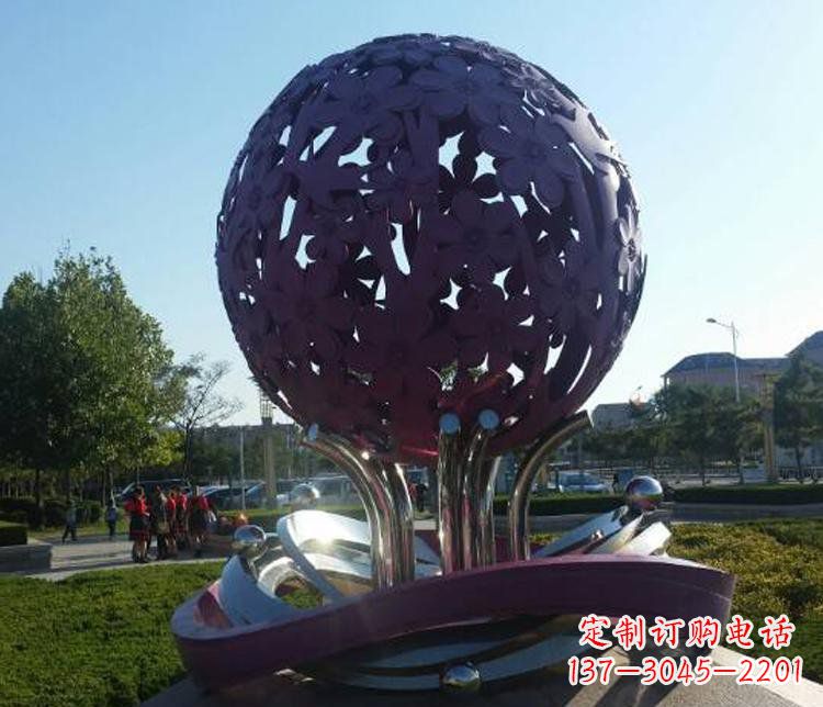 不锈钢花朵镂空球公园景观雕塑