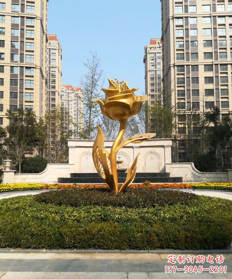 不锈钢花朵小区景观雕塑