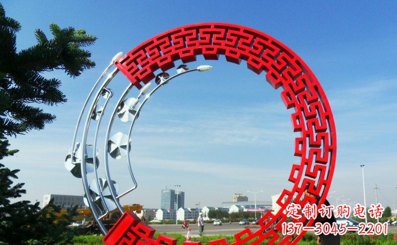 不锈钢花环圆圈雕塑