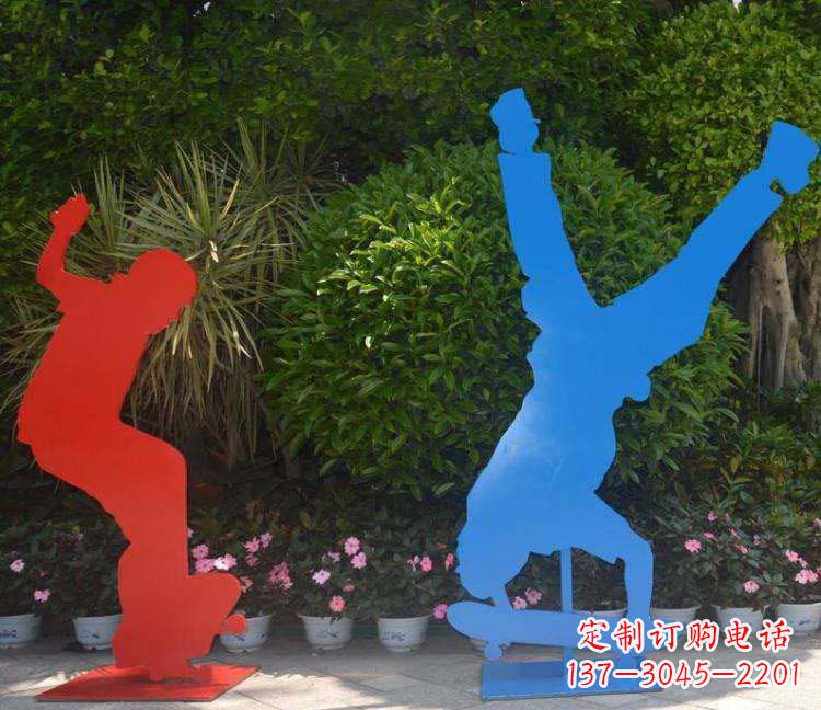 不锈钢滑板运动雕塑