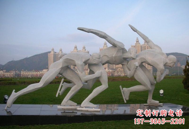 不锈钢滑冰人物雕塑2