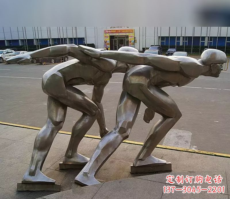 不锈钢滑冰人物雕塑