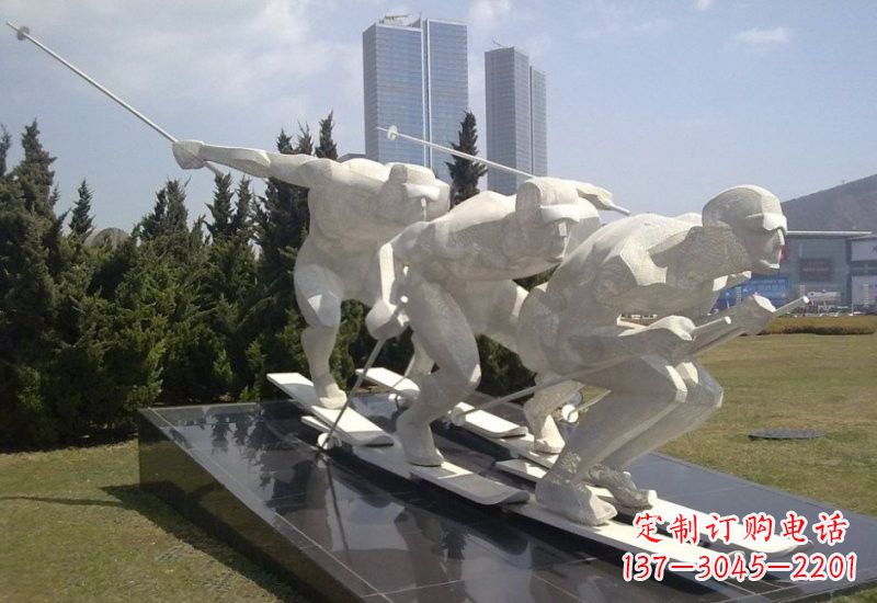 不锈钢滑雪人物雕塑