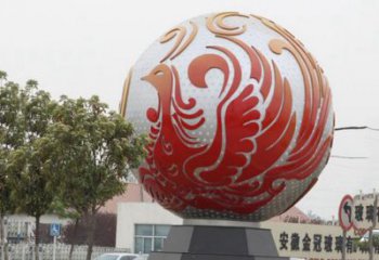 不锈钢凤凰浮雕圆球雕塑精美雕塑把艺术带到生活中
