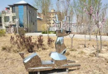 不锈钢公园小鹿雕塑给公园带来温馨气息
