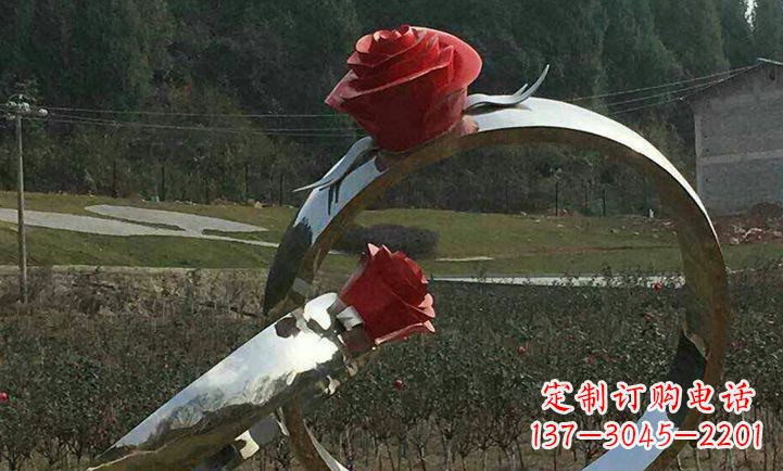 不锈钢婚戒公园景观雕塑