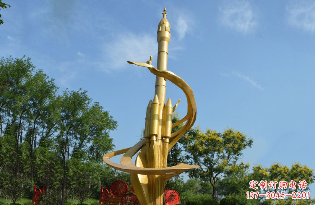 不锈钢火箭广场景观雕塑
