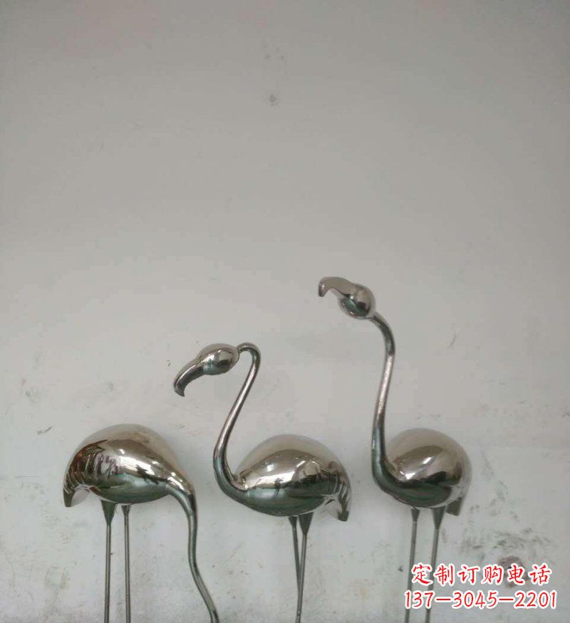 不锈钢火烈鸟公园动物雕塑
