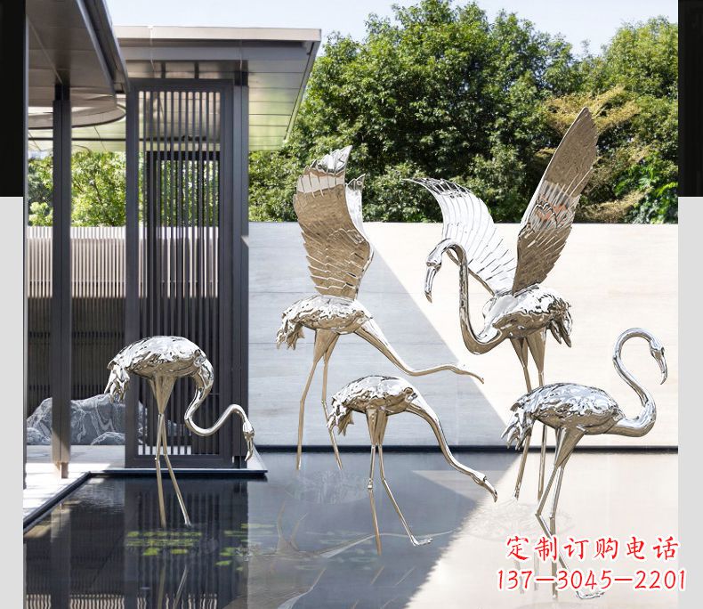 火烈鸟雕塑 - 不锈钢/火烈鸟/展翅 火烈鸟雕塑 - 不锈钢/火烈鸟/展翅