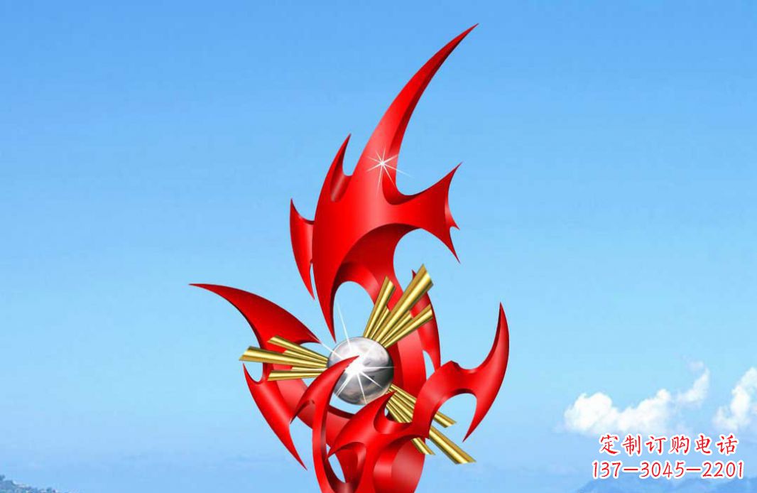 不锈钢火苗抽象景观雕塑