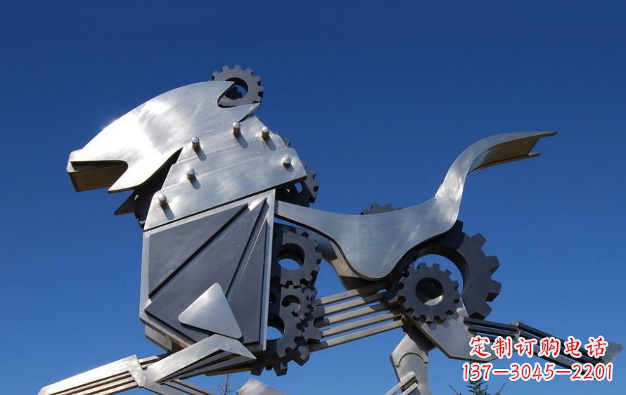 不锈钢机械狮广场景观雕塑
